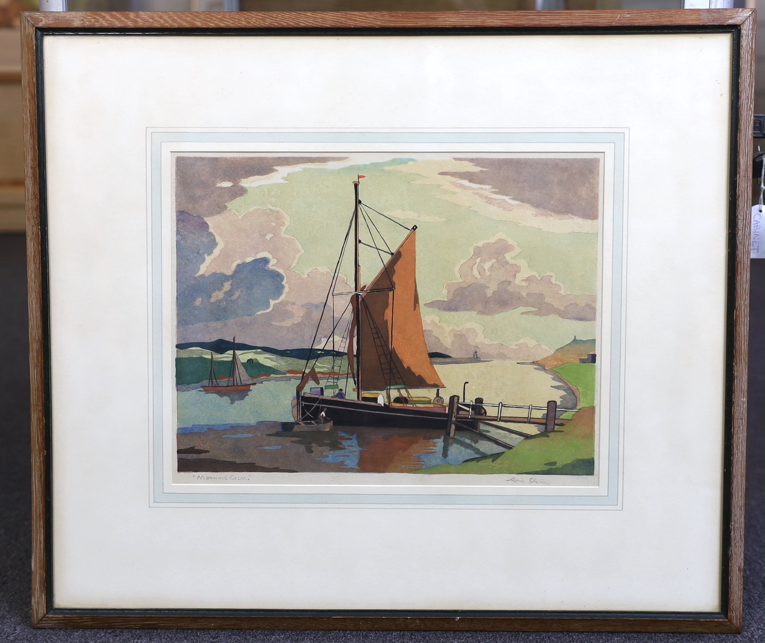 Eric Slater (British,1896-1963), 'Morning Calm', woodcut, 27 x 36cm